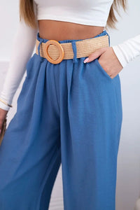 Women's viscose trousers with a decorative belt ART9806 - 3 / – Jeans цвет / color | Lexline Fashion