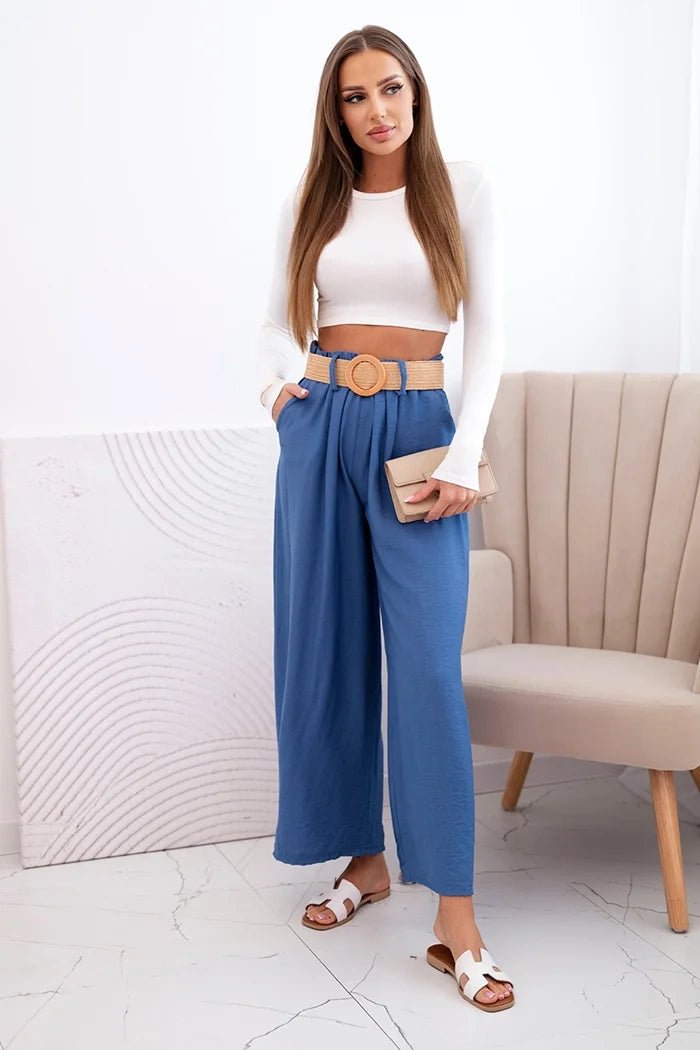 Women's viscose trousers with a decorative belt ART9806 - 3 / – Jeans цвет / color | Lexline Fashion