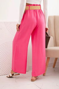 Women's viscose trousers with a decorative belt ART9806 - 3 / – Pink цвет / color | Lexline Fashion