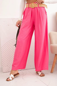 Women's viscose trousers with a decorative belt ART9806 - 3 / – Pink цвет / color | Lexline Fashion