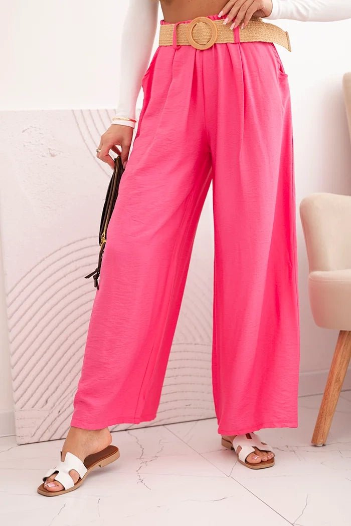 Women's viscose trousers with a decorative belt ART9806 - 3 / – Pink цвет / color | Lexline Fashion
