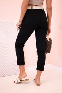Women's viscose trousers with belt ART3922 / – Black цвет / color | Lexline Fashion