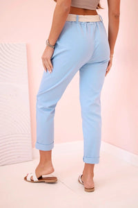 Women's viscose trousers with belt ART3922 / – Blue цвет / color | Lexline Fashion