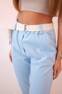 Women's viscose trousers with belt ART3922 / – Blue цвет / color | Lexline Fashion