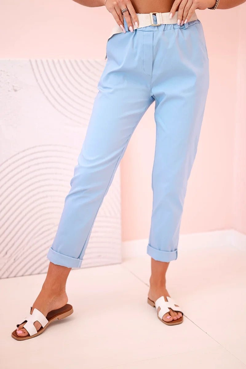 Women's viscose trousers with belt ART3922 / – Blue цвет / color | Lexline Fashion