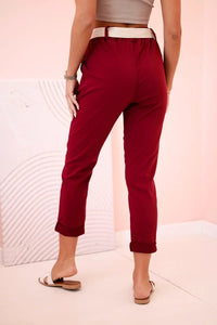 Women's viscose trousers with belt ART3922 / – Maroon цвет / color | Lexline Fashion