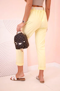 Women's viscose trousers with belt ART3922 / – Yellow цвет / color | Lexline Fashion