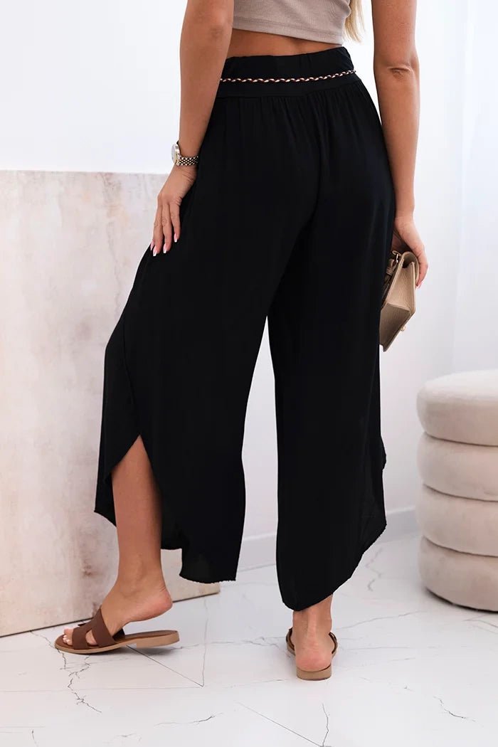Women's viscose trousers with leg slit 81378 / – Black цвет / color | Lexline Fashion