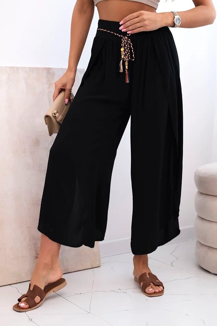 Women's viscose trousers with leg slit 81378 / – Black цвет / color | Lexline Fashion