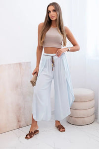 Women's viscose trousers with leg slit 81378 / – Blue цвет / color | Lexline Fashion