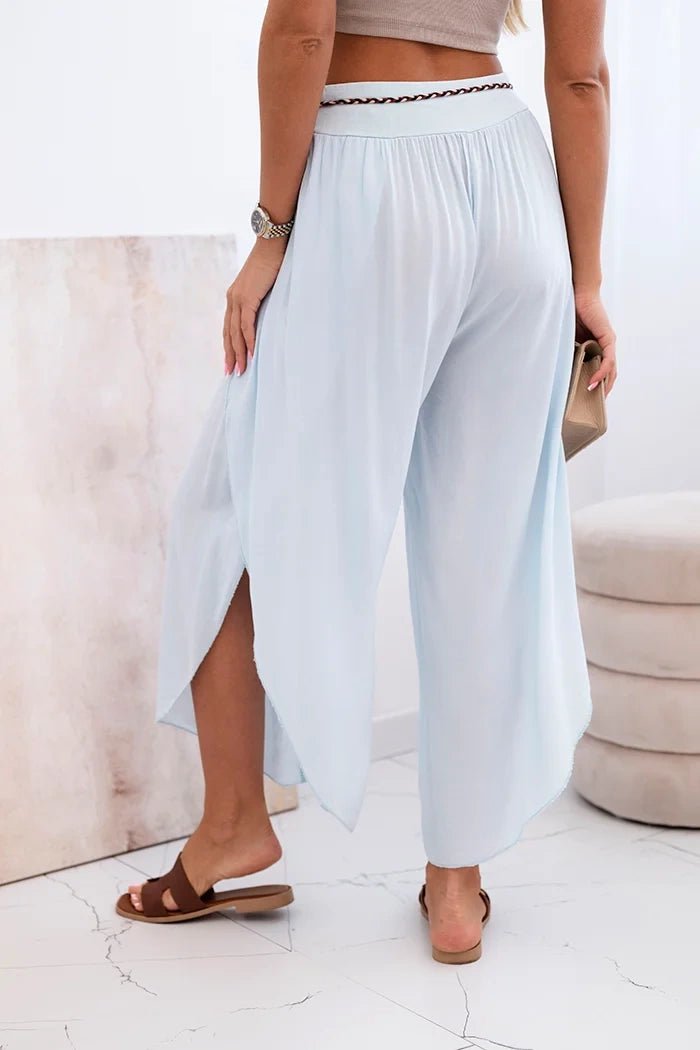 Women's viscose trousers with leg slit 81378 / – Blue цвет / color | Lexline Fashion