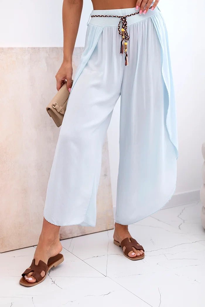 Women's viscose trousers with leg slit 81378 / – Blue цвет / color | Lexline Fashion