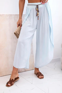 Women's viscose trousers with leg slit 81378 / – Blue цвет / color | Lexline Fashion