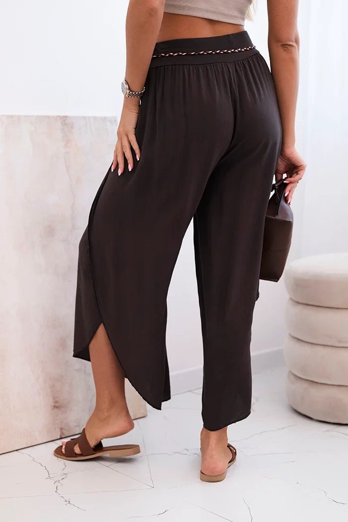 Women's viscose trousers with leg slit 81378 / – Brown цвет / color | Lexline Fashion