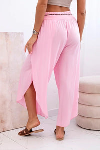 Women's viscose trousers with leg slit 81378 / – Candy pink цвет / color | Lexline Fashion