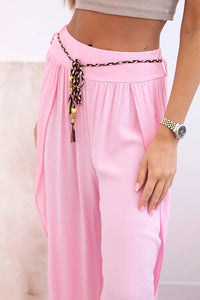 Women's viscose trousers with leg slit 81378 / – Candy pink цвет / color | Lexline Fashion