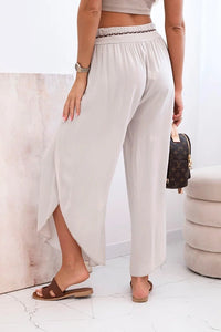 Women's viscose trousers with leg slit 81378 / – Dark Beige цвет / color | Lexline Fashion