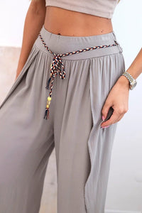 Women's viscose trousers with leg slit 81378 / – Fango цвет / color | Lexline Fashion