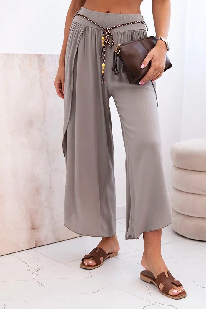 Women's viscose trousers with leg slit 81378 / – Fango цвет / color | Lexline Fashion