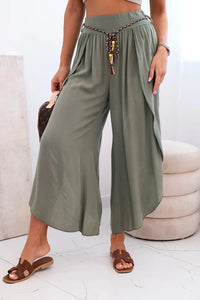 Women's viscose trousers with leg slit 81378 / – Khaki цвет / color | Lexline Fashion