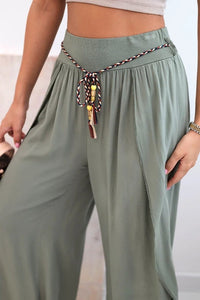 Women's viscose trousers with leg slit 81378 / – Khaki цвет / color | Lexline Fashion