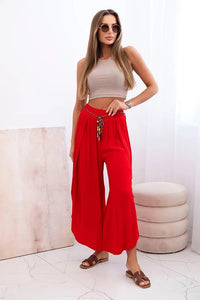 Women's viscose trousers with leg slit 81378 / – Red цвет / color | Lexline Fashion