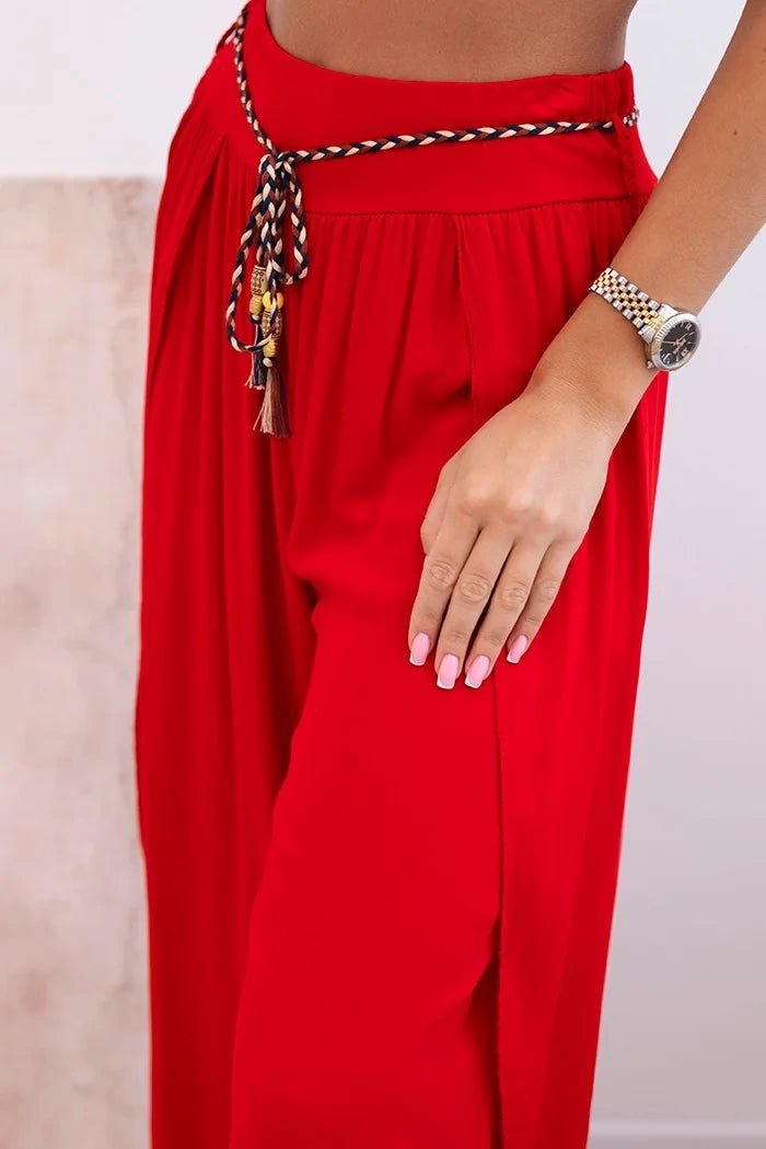 Women's viscose trousers with leg slit 81378 / – Red цвет / color | Lexline Fashion