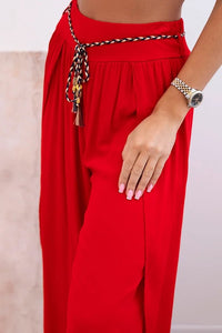 Women's viscose trousers with leg slit 81378 / – Red цвет / color | Lexline Fashion