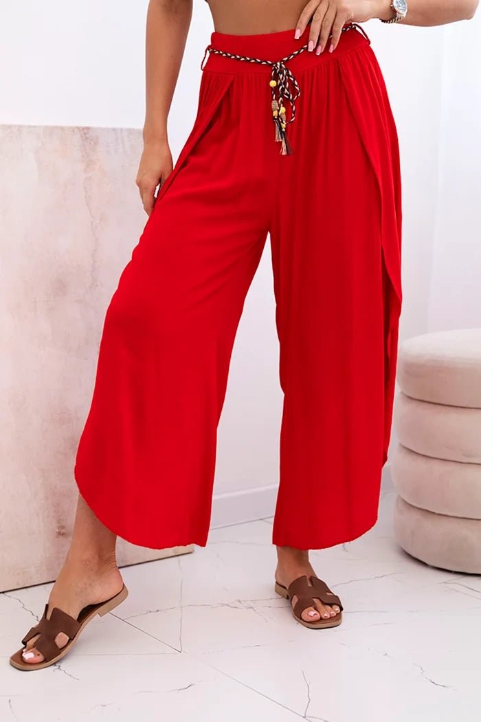 Women's viscose trousers with leg slit 81378 / – Red цвет / color | Lexline Fashion