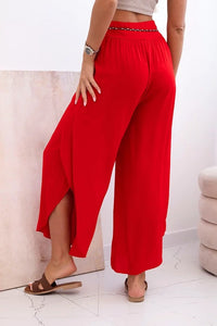 Women's viscose trousers with leg slit 81378 / – Red цвет / color | Lexline Fashion