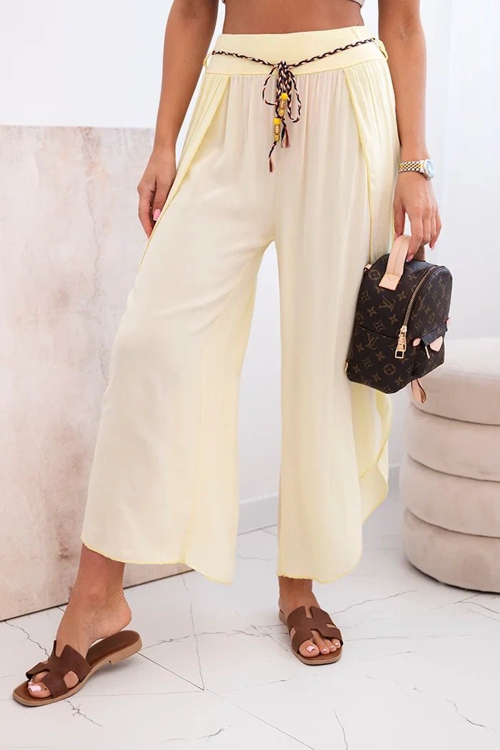 Women's viscose trousers with leg slit 81378 / – Yellow цвет / color | Lexline Fashion