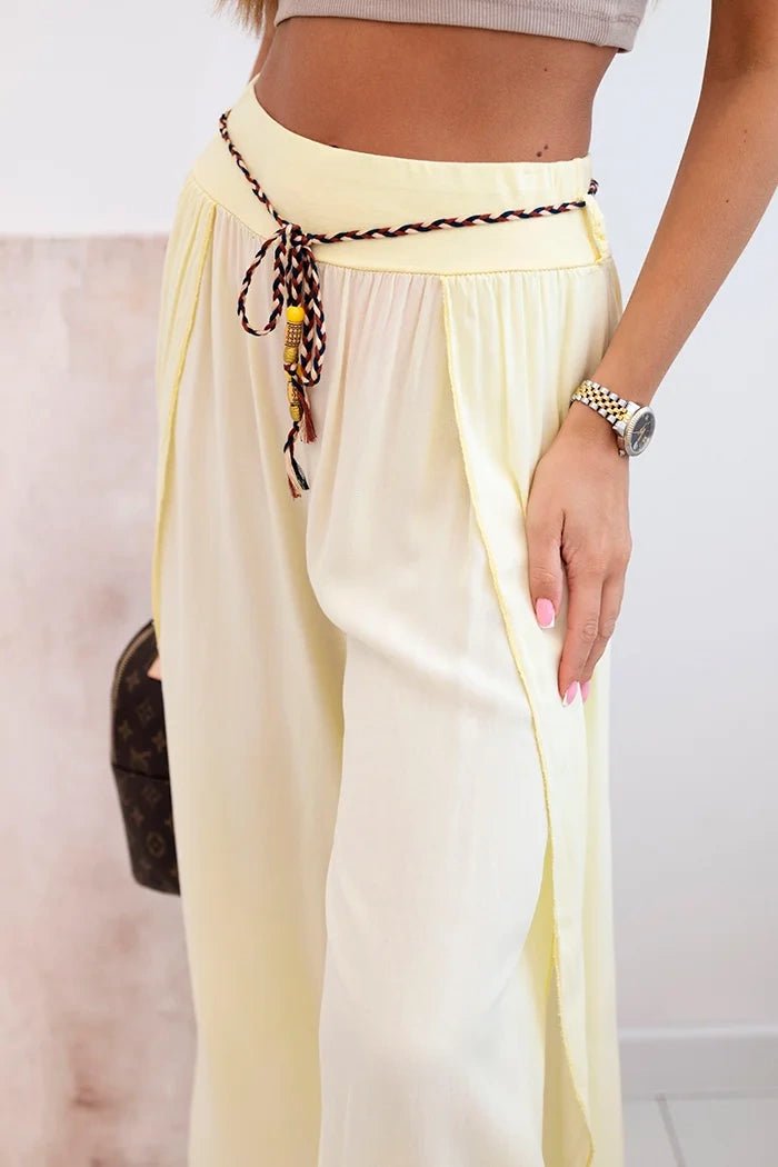 Women's viscose trousers with leg slit 81378 / – Yellow цвет / color | Lexline Fashion
