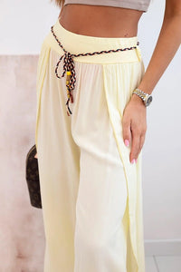 Women's viscose trousers with leg slit 81378 / – Yellow цвет / color | Lexline Fashion