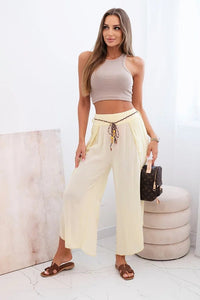 Women's viscose trousers with leg slit 81378 / – Yellow цвет / color | Lexline Fashion