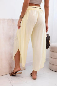 Women's viscose trousers with leg slit 81378 / – Yellow цвет / color | Lexline Fashion