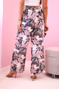 Women's wide - leg trousers with floral print 5761 / – Black цвет / color | Lexline Fashion