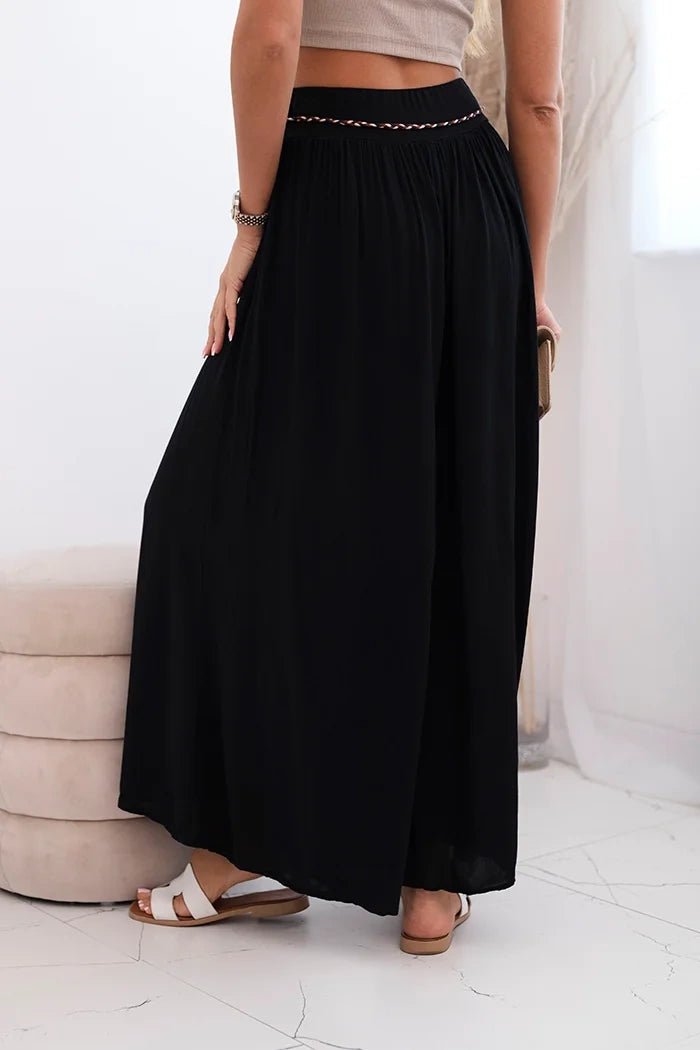 Women's wide - leg viscose trousers 81733 / – Black цвет / color | Lexline Fashion