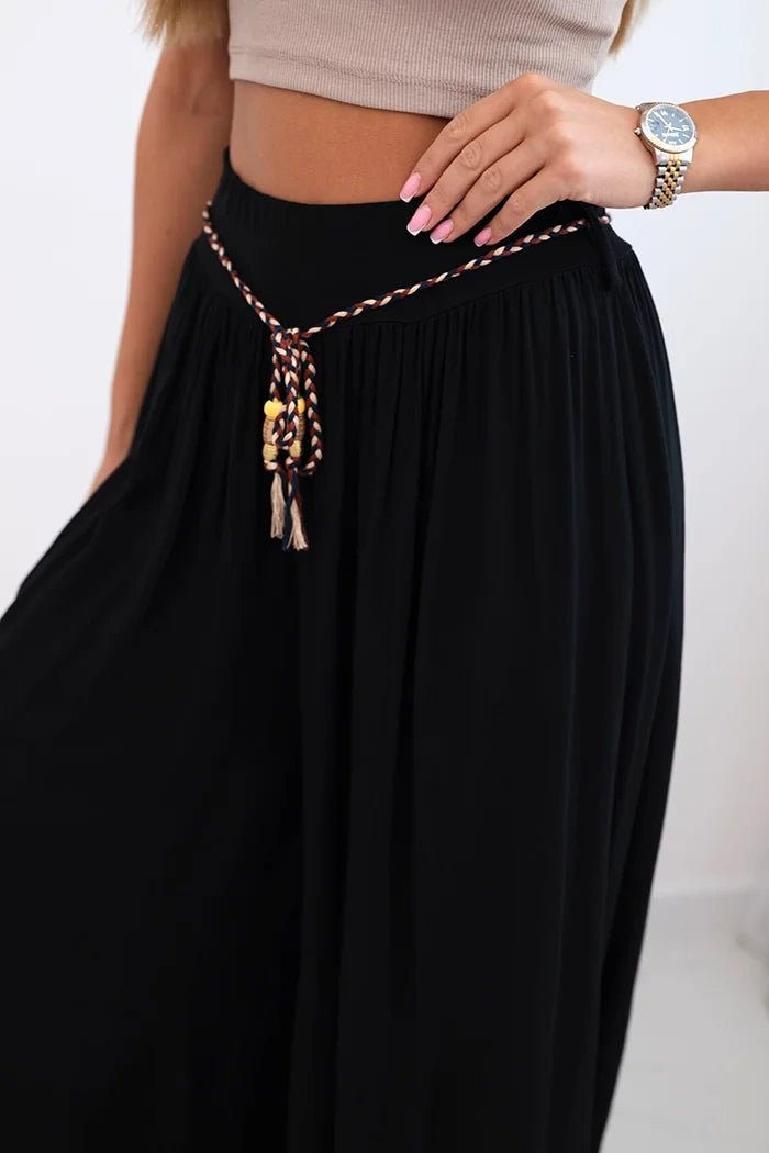 Women's wide - leg viscose trousers 81733 / – Black цвет / color | Lexline Fashion