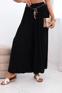 Women's wide - leg viscose trousers 81733 / – Black цвет / color | Lexline Fashion