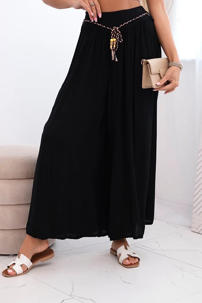 Women's wide - leg viscose trousers 81733 / – Black цвет / color | Lexline Fashion