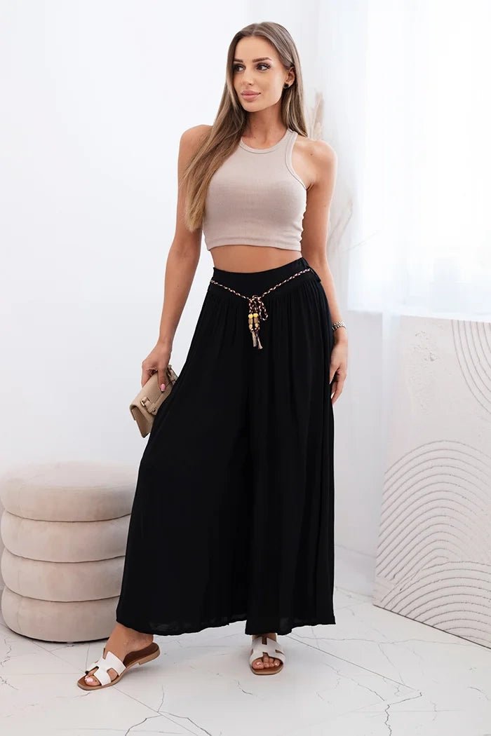 Women's wide - leg viscose trousers 81733 / – Black цвет / color | Lexline Fashion