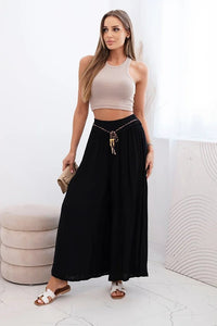Women's wide - leg viscose trousers 81733 / – Black цвет / color | Lexline Fashion