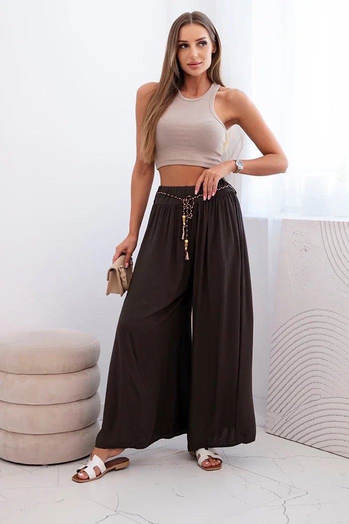 Women's wide - leg viscose trousers 81733 / – Brown цвет / color | Lexline Fashion