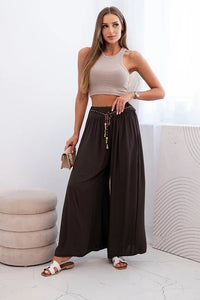 Women's wide - leg viscose trousers 81733 / – Brown цвет / color | Lexline Fashion