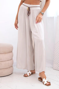 Women's wide - leg viscose trousers 81733 / – Dark Beige цвет / color | Lexline Fashion