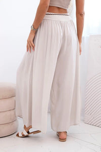 Women's wide - leg viscose trousers 81733 / – Dark Beige цвет / color | Lexline Fashion