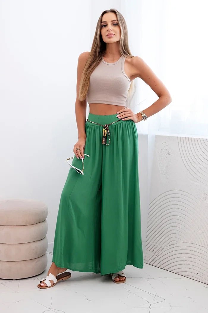 Women's wide - leg viscose trousers 81733 / – Green цвет / color | Lexline Fashion