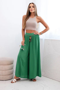 Women's wide - leg viscose trousers 81733 / – Green цвет / color | Lexline Fashion