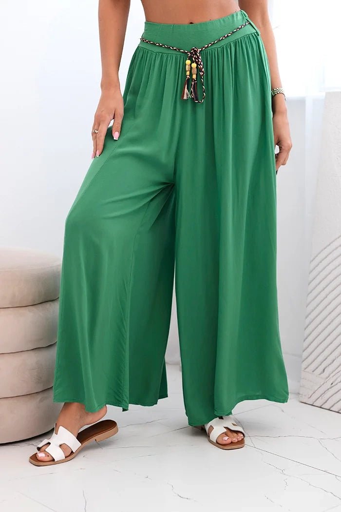 Women's wide - leg viscose trousers 81733 / – Green цвет / color | Lexline Fashion