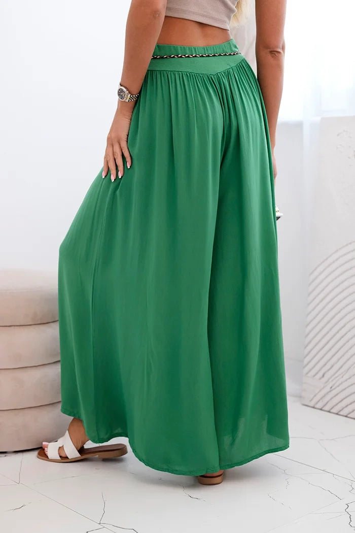 Women's wide - leg viscose trousers 81733 / – Green цвет / color | Lexline Fashion